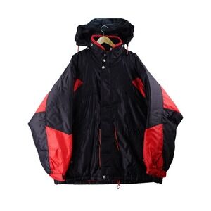Vintage Marlboro Unlimited Gear Black Red Nylon Hooded Winter Ski Jacket XXL
